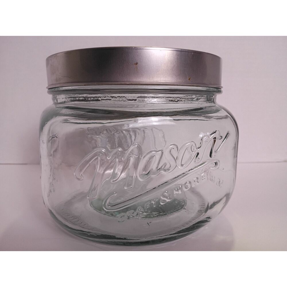 Mason Craft & More 56oz (1.65L) Clear Glass Jar w/ Pop-Up Metal Lid